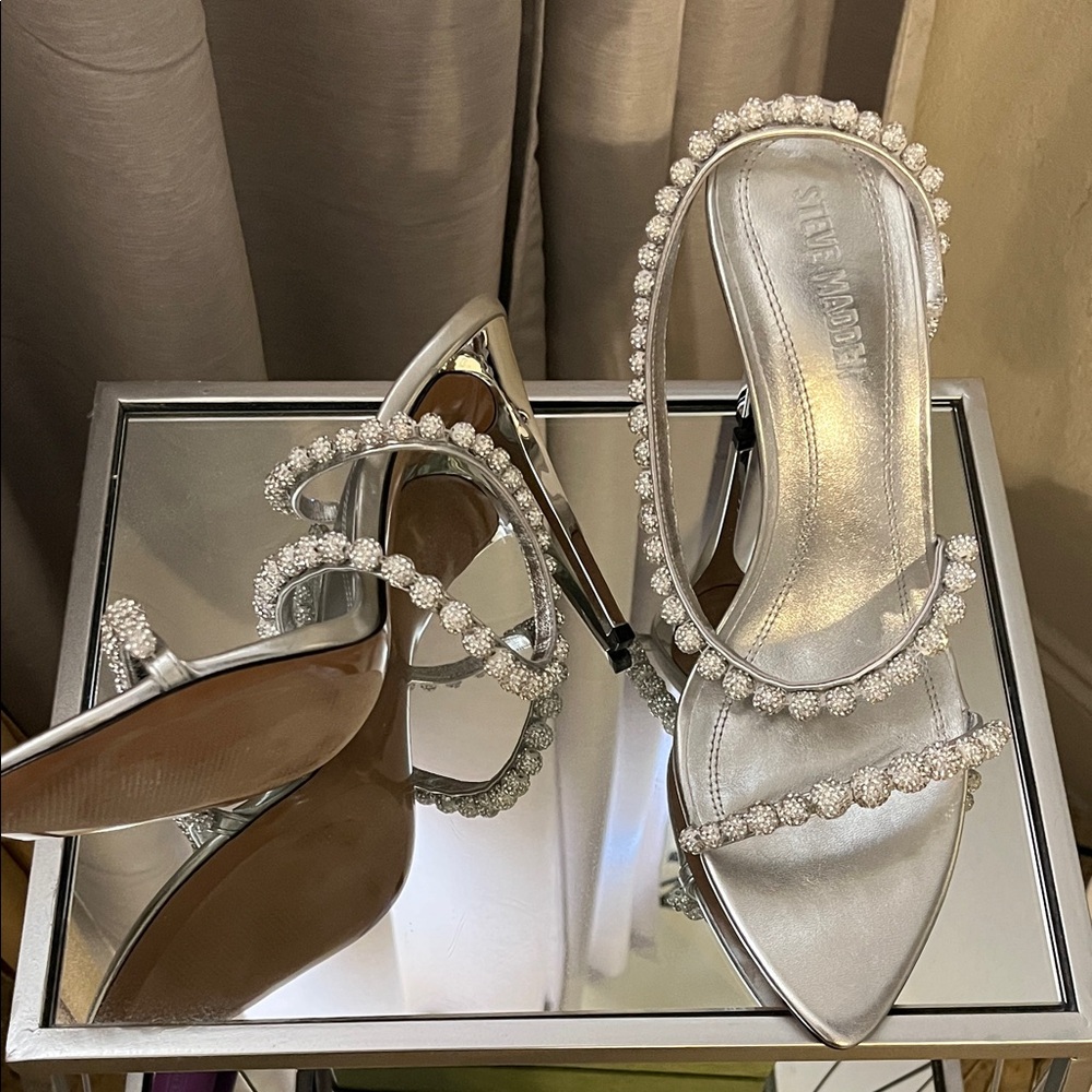 Steve Madden Silver Embellished Heels